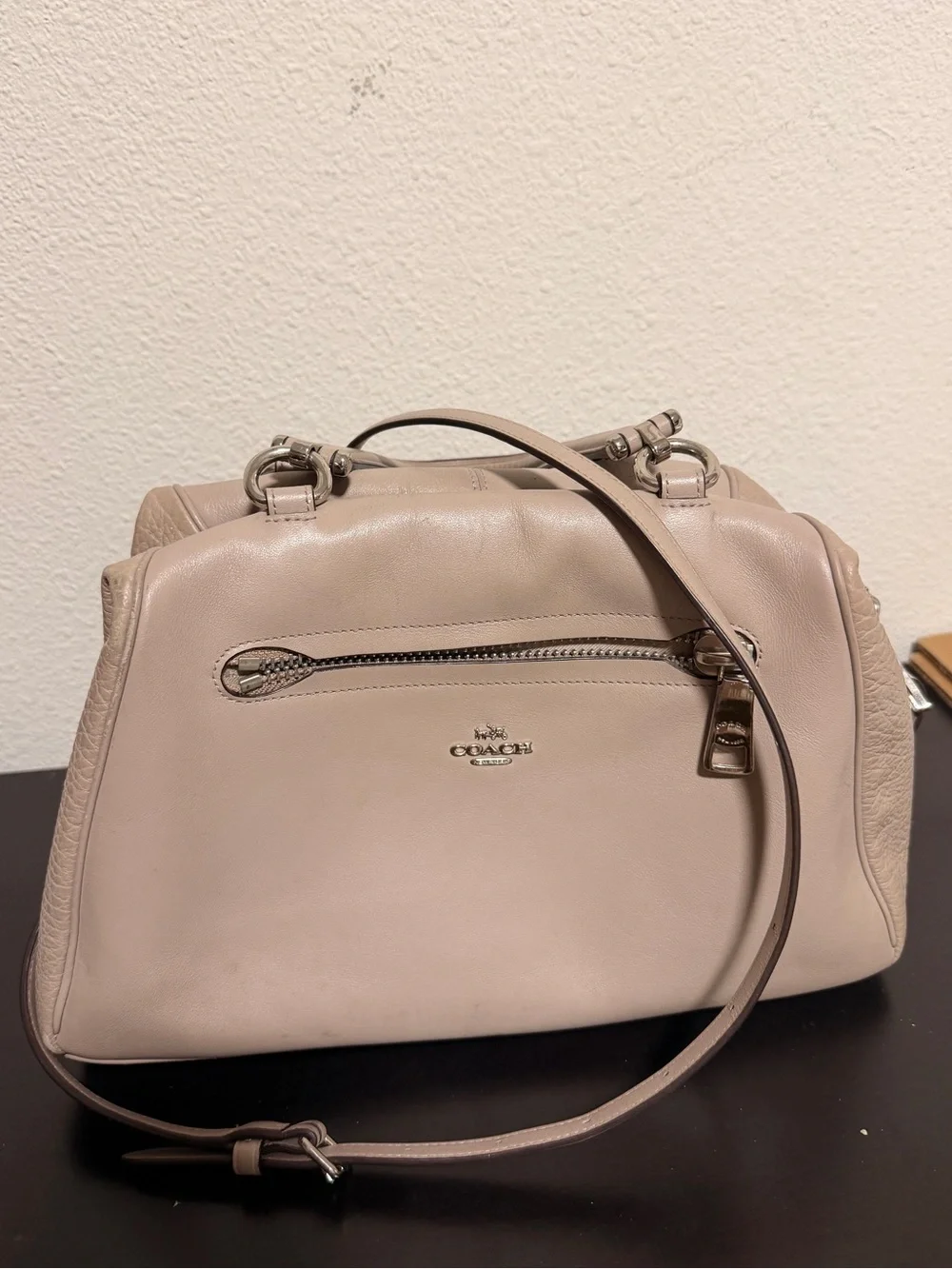 Coach Beige Leather Satchel Bag